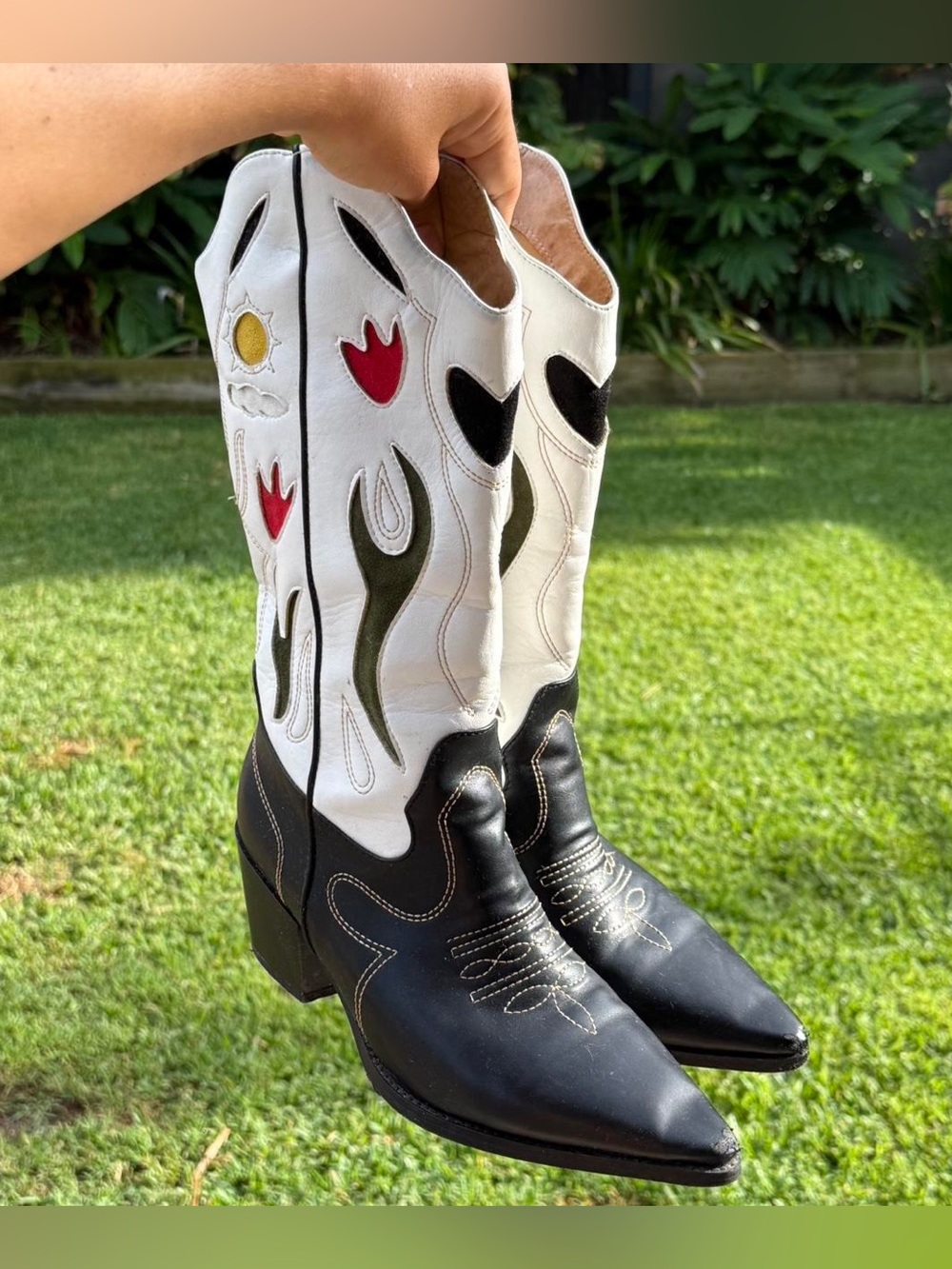 Rosewood Western Boot White & Black 8 Women's Cowboy Boots